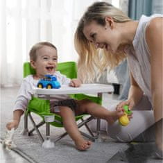 JOJOY® Sklopiva dječja stolica za hranjenje s pladnjem i pojasevima, prijenosna i kompaktna | BIBISEAT, zelena