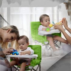 JOJOY® Sklopiva dječja stolica za hranjenje s pladnjem i pojasevima, prijenosna i kompaktna | BIBISEAT, zelena