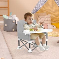 JOJOY® Sklopiva dječja stolica za hranjenje s pladnjem i pojasevima, prijenosna i kompaktna | BIBISEAT, siva