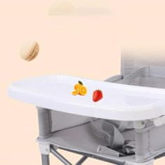 JOJOY® Sklopiva dječja stolica za hranjenje s pladnjem i pojasevima, prijenosna i kompaktna | BIBISEAT, siva