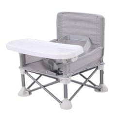 JOJOY® Sklopiva dječja stolica za hranjenje s pladnjem i pojasevima, prijenosna i kompaktna | BIBISEAT, siva