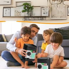 Netscroll Elektronički sef za djecu s LED svjetlom, sef igračka s numeričkom lozinkom, automatskim uvlačenjem novčanica i zvučnim efektima, crni, mini veličina, MiniSafe