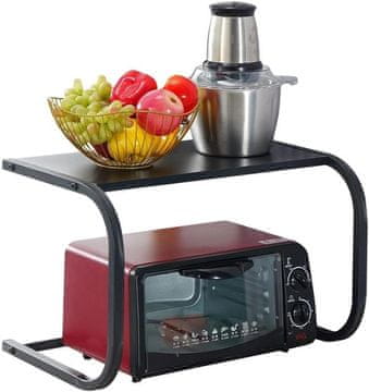 Netscroll Metalna kuhinjska polica za mikrovalnu pećnicu, stalak za fritezu, začine, debelo čelično, bez bušenja, nosivost 25 kg, za radnu površinu ili pod, LiftShelf