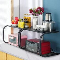 Netscroll Metalna kuhinjska polica za mikrovalnu pećnicu, stalak za fritezu, začine, debelo čelično, bez bušenja, nosivost 25 kg, za radnu površinu ili pod, LiftShelf