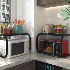 Netscroll Metalna kuhinjska polica za mikrovalnu pećnicu, stalak za fritezu, začine, debelo čelično, bez bušenja, nosivost 25 kg, za radnu površinu ili pod, LiftShelf