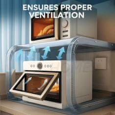 Netscroll Metalna kuhinjska polica za mikrovalnu pećnicu, stalak za fritezu, začine, debelo čelično, bez bušenja, nosivost 25 kg, za radnu površinu ili pod, LiftShelf