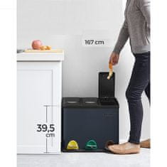 Songmics LTB24GS kanta za reciklažu, 3-u-1, 24 L, siva