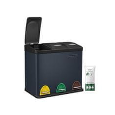 Songmics LTB24GS kanta za reciklažu, 3-u-1, 24 L, siva