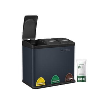 Songmics LTB24GS kanta za reciklažu, 3-u-1, 24 L, siva