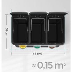 Songmics LTB24GS kanta za reciklažu, 3-u-1, 24 L, siva