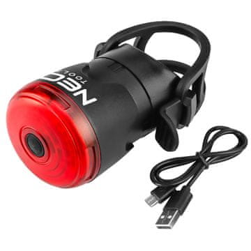 slomart NEO TOOLS Stražnje biciklističko svjetlo s funkcijom STOP, 30lm, USB