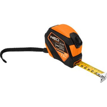 Čelična mjerna traka 7,5 m x 25 mm, automatsko zaključavanje, gumb za zaustavljanje, magnet