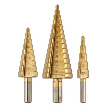 Topex Stupčasta svrdla: 4-12, 4-20, 4-32 mm, TiN, set od 3