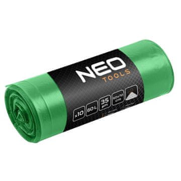 slomart NEO TOOLS vreće za smeće 60 L, zelene, 35 mic, 10 kom.