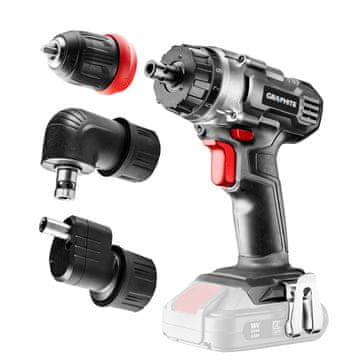 Energy+ 18V bežična bušilica/odvijač, odvojiva stezna glava od 10 mm, plus kutni adapter i adapter