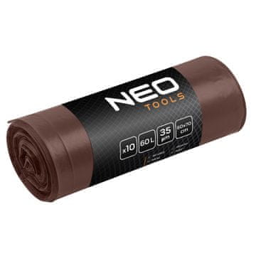 slomart NEO TOOLS vreće za smeće 60 L, smeđe, 35 mic, 10 kom.