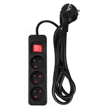 Produžni kabel 1,5 m, 3x1,5 mm2, 3G, crni, UKLJUČENO/ISKLJUČENO