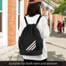 Netscroll Sportski ruksak s odvojenim pretincem za obuću, vodootporan i prostran za nogomet, košarku, fitness ili plivanje, crne boje, GymPack