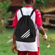 Netscroll Sportski ruksak s odvojenim pretincem za obuću, vodootporan i prostran za nogomet, košarku, fitness ili plivanje, crne boje, GymPack