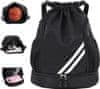 Netscroll Sportski ruksak s odvojenim pretincem za obuću, vodootporan i prostran za nogomet, košarku, fitness ili plivanje, crne boje, GymPack