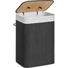 Songmics LCB10B sklopiva košara za rublje od bambusa, 72 l, crna