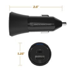 Scosche PowerVolt PD32, auto punjač, dual port 20W USB-C PD + 12W USB-A