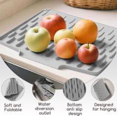 Netscroll Ocjeđivač posuđa, silikonska podloga za ocjeđivanje, brzo sušenje, otpornost na toplinu, protuklizna, za kuhinju i kupaonicu, DripDrain