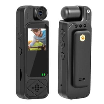 Netscroll Nosiva mini kamera s noćnim vidom, 180° rotirajuća leća, Full HD 1080P, detekcija pokreta, snimanje i fotografiranje, za sport i sigurnost, CamCorder