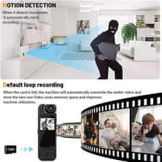 Netscroll Nosiva mini kamera s noćnim vidom, 180° rotirajuća leća, Full HD 1080P, detekcija pokreta, snimanje i fotografiranje, za sport i sigurnost, CamCorder