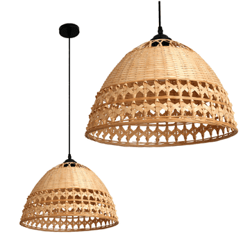Boho bambusova lampa s pletenim sjenilom 1xE27