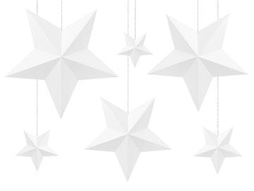 PartyDeco Zvjezdana dekoracija, bijela (1 pakiranje / 6 kom.)