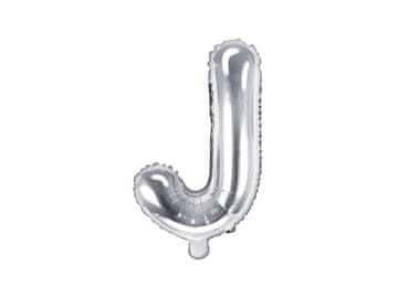 PartyDeco Folija balon Slovo ''J'', 35 cm, srebrni (1 karton / 50 kom.)