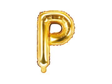 PartyDeco Folija balon Slovo ''P'', 35cm, zlatni (1 karton / 50 kom.)