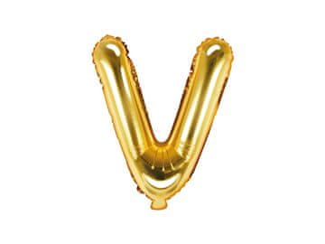 PartyDeco Folija balon u obliku slova ''V'', 35 cm, zlatni (1 karton / 50 kom.)