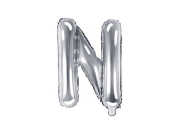 PartyDeco Folija balon Slovo ''N'', 35 cm, srebrni (1 karton / 50 kom.)