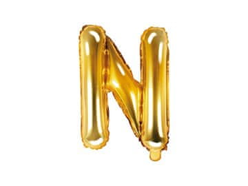 PartyDeco Folija balon Slovo ''N'', 35cm, zlatni (1 karton / 50 kom.)