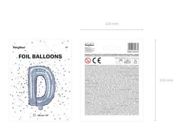 PartyDeco Folija balon Slovo ''D'', 35cm, holografski (1 karton / 50 kom.)