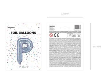 PartyDeco Folija balon Slovo ''P'', 35cm, holografski (1 karton / 50 kom.)