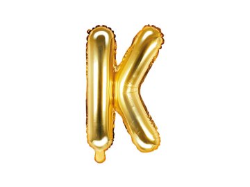 PartyDeco Folija balon Slovo ''K'', 35cm, zlatni (1 karton / 50 kom.)