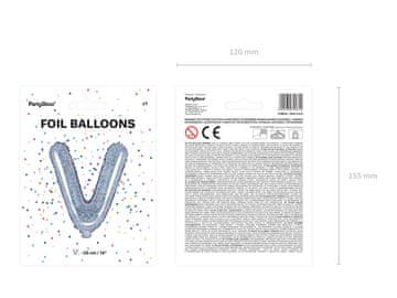 PartyDeco Folija balon sa slovom ''V'', 35 cm, holografski (1 karton / 50 kom.)