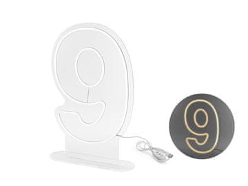 PartyDeco Neonska LED lampica - broj ''9'', bijela, 50 cm