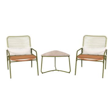 Denis Balkonski set 3-dijelni za kavu, PE ratan svijetli