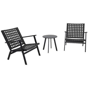 Denis Vrtni set 3-dijelni za kavu, široki PE ratan, čelik