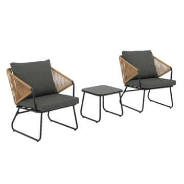 Denis Balkonski set 3-dijelni za kavu, okrugli PE ratan