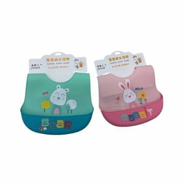 Denis Podbradnik za bebe, 2s (rozi/zeleni), silikon