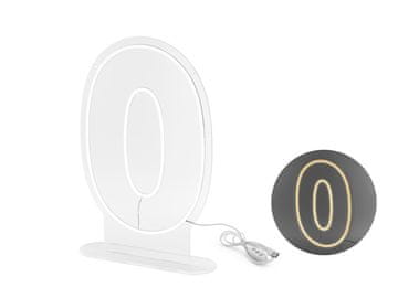PartyDeco Neonska LED lampica - Broj ''0'', bijela, 50 cm
