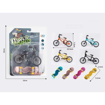 Denis Metalni (die-cast) mini bicikl + fingeroard , 10,5 cm