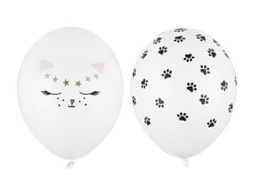 PartyDeco Baloni 30 cm, Mačić, Pastelno bijela boja (1 pakiranje / 50 kom.)