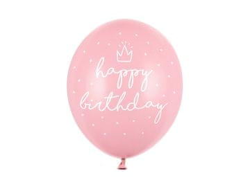 PartyDeco Baloni 30 cm, sretan rođendan, P. Baby Pink (1 pakiranje / 50 kom.)