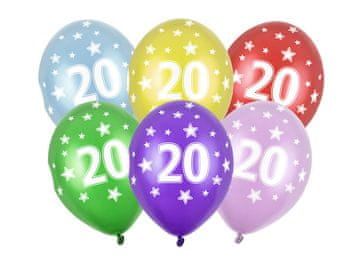 PartyDeco Baloni 30 cm, 20. rođendan, metalik miks (1 pakiranje / 50 kom)